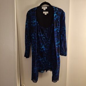 Josephine Studio Blue and Black Patterned Tunic And Tank Set